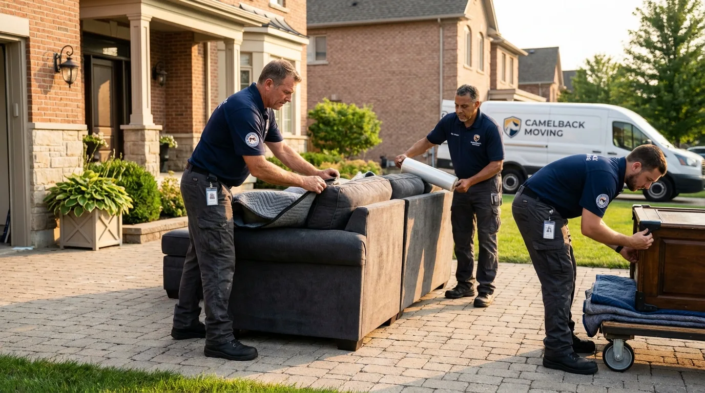 Large estate moving crew wrapping furniture in DeLand, FL