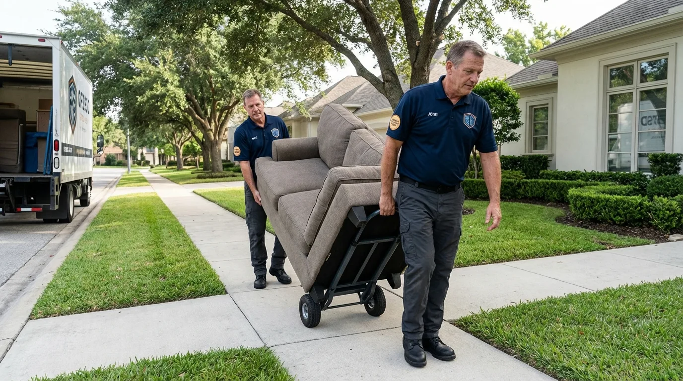 Local residential moving crew loading furniture in DeLand, FL