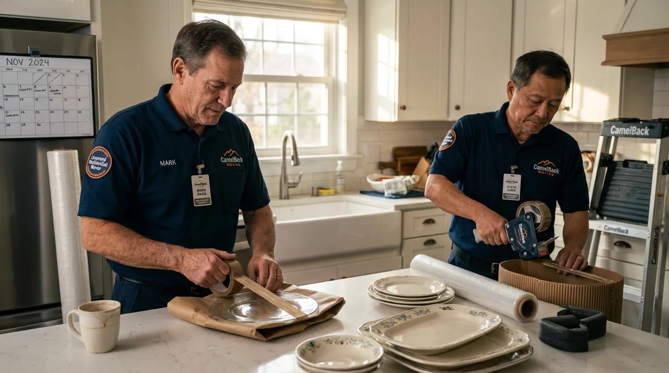 Professional crew packing kitchen dishware in DeLand, FL